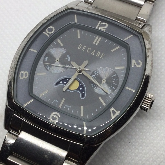 Men's Silver Decade Watch with Sun & Moon Dial - Picture 4 of 5